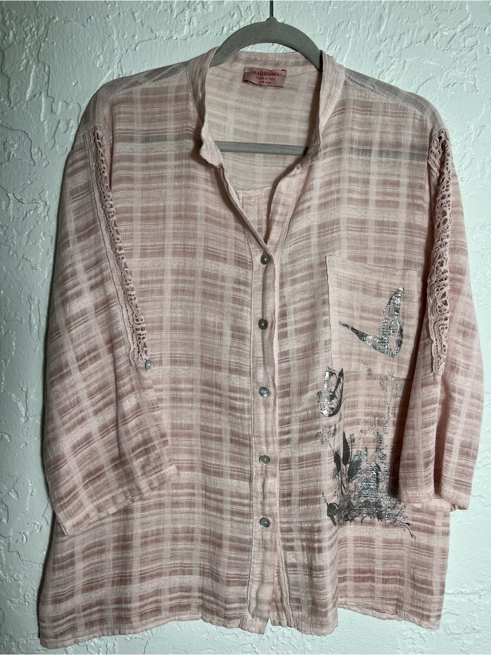 Marisima Made in Italy Pink Cotton Tunic Top One Size Boho‎
